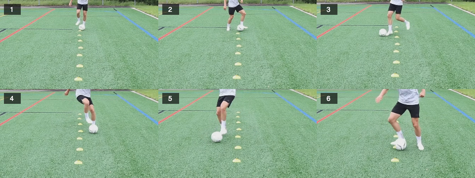 Dribbling – inside foot V cut