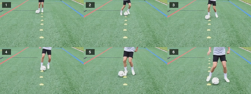 Dribbling – Right two touch outside inside
