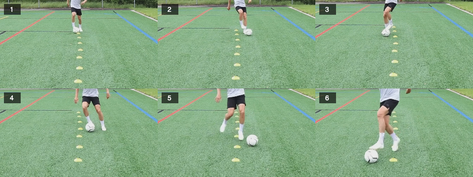 Dribbling – outside foot V cut